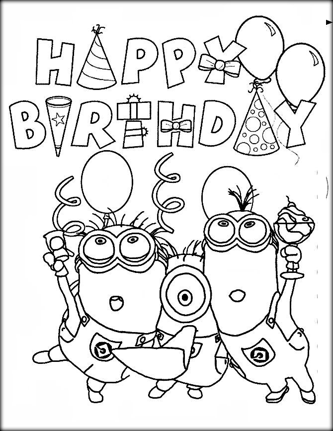 670x867 Minion Birthday Coloring Pages Minion Happy Birthday Coloring Page