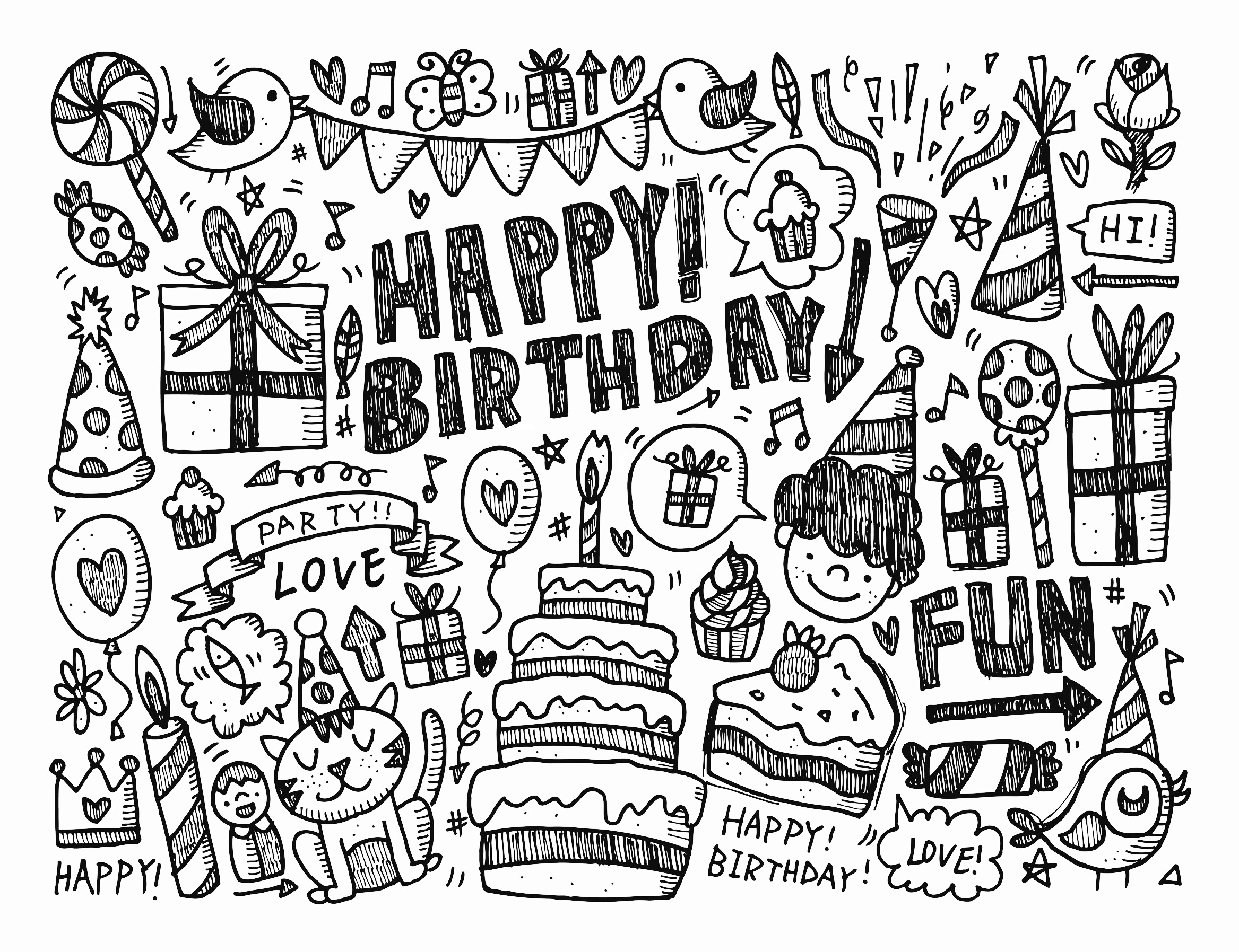 2335x1796 Doodle Happy Birthday