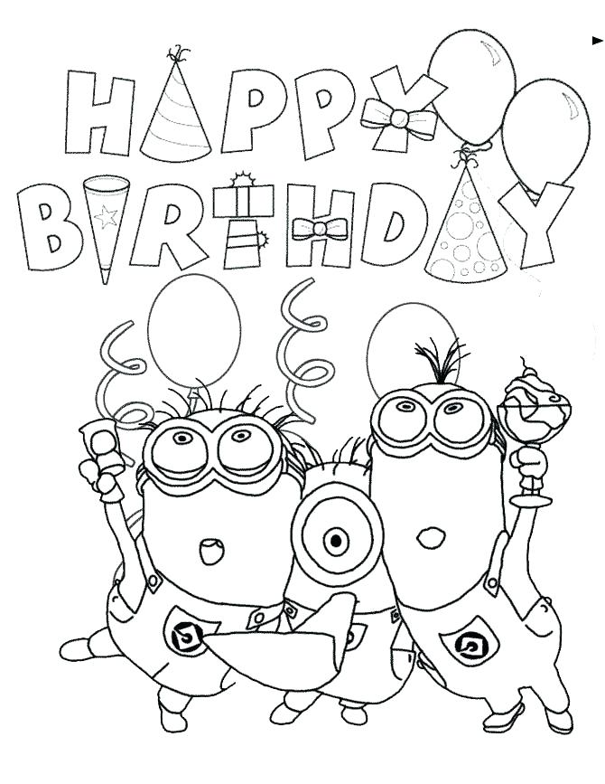 670x867 Printable Happy Birthday Coloring Pages Birthday Coloring Pages