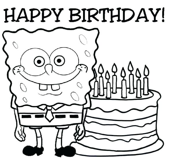 600x556 Printable Happy Birthday Coloring Pages Happy Birthday Coloring