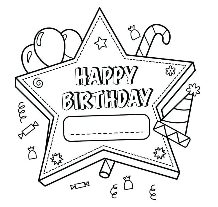 735x697 Printable Happy Birthday Coloring Pages Print Out Happy Birthday