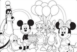 300x204 Happy Birthday Coloring Pages Mickey Mouse Disney Happy Birthday