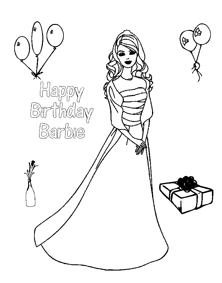 749x954 Happy Birthday Barbie Coloring Pages Birthday Coloring Pages