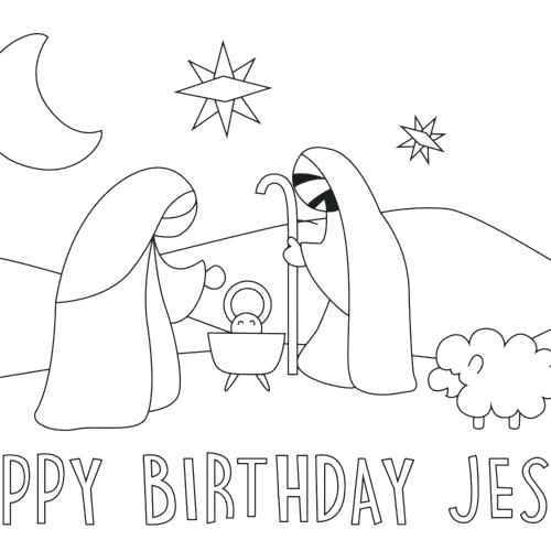 500x500 Happy Birthday Jesus Coloring Pages Printable Sheet Page
