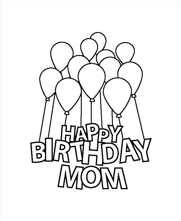 600x730 Birthday Color Pages Happy Birthday Mom Coloring Page Free