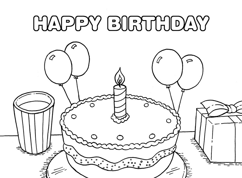 1000x735 Happy Birthday Cake Color Page Kiddo Shelter Coloring Pages