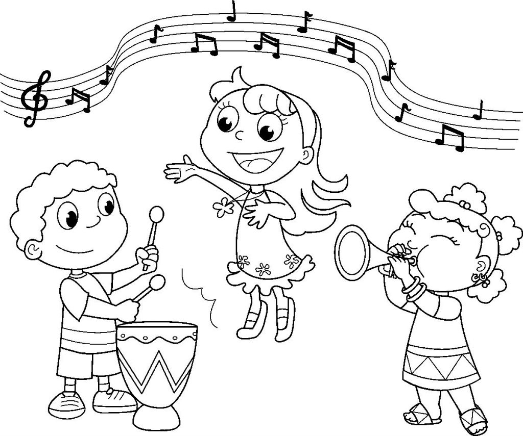 1024x855 Music Coloring Pages Free Printable Kids Preschool Instruments