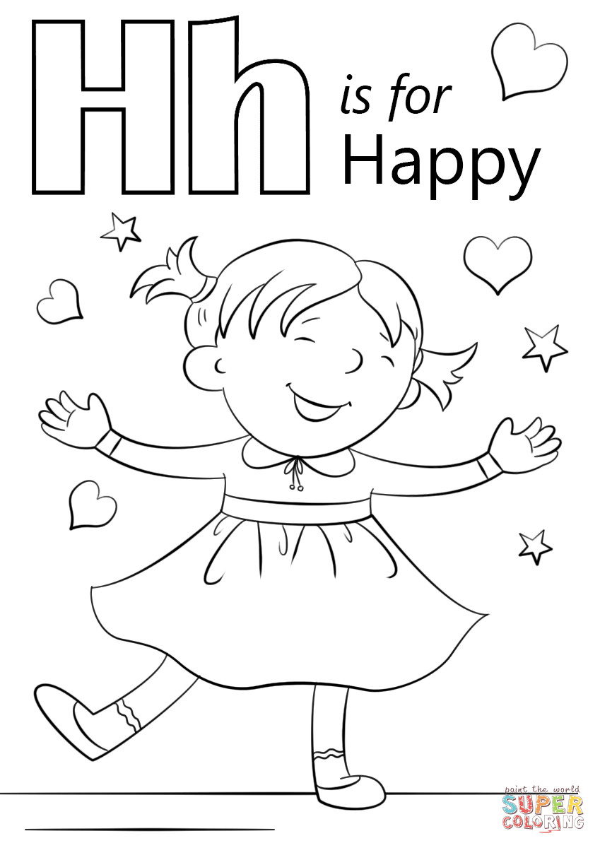 849x1200 Letter H Is For Happy Coloring Page Free Printable Pages Stunning