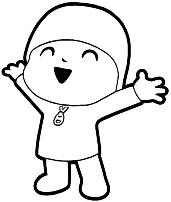 600x707 Pocoyo Is So Happy Coloring Page Color Luna