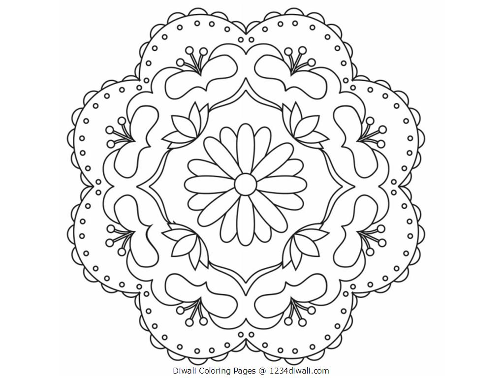 1024x768 Diwali Rangoli Coloring Pages