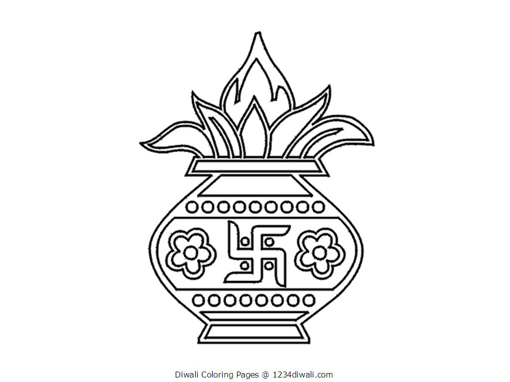 1024x768 Happy Diwali Coloring Page Free Printable Pages Fine Colouring