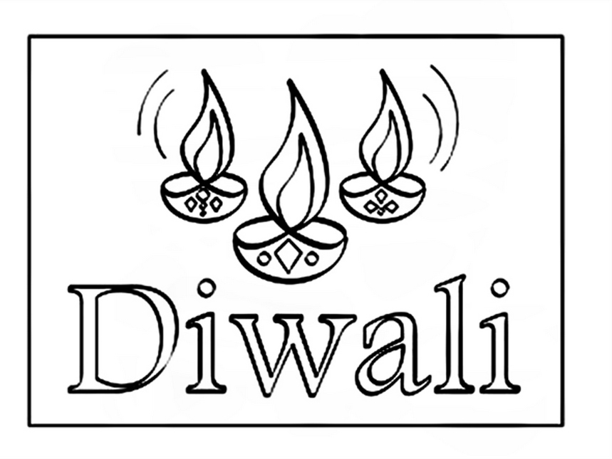 859x645 Biggest Collection Of Beautiful Happy Diwali Coloring Pages