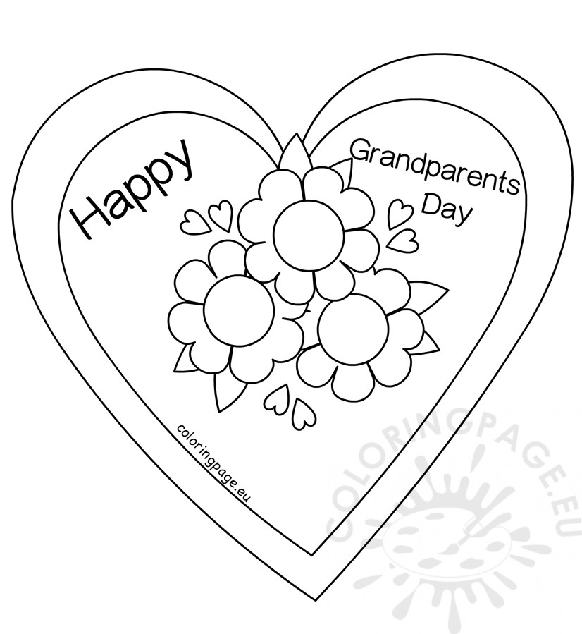 826x899 Flower Heart Card Coloring Page Happy Grandparents Day Coloring Page