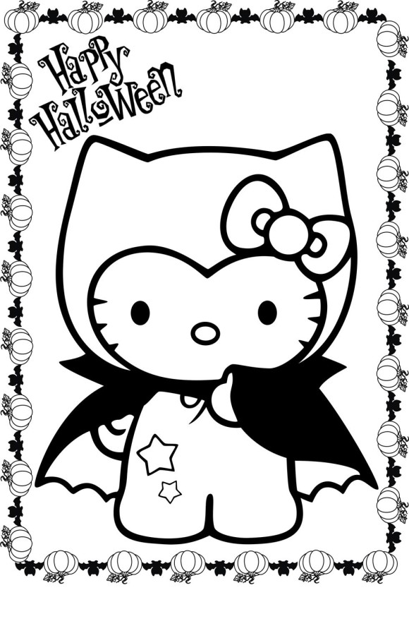 580x887 Hello Kitty Happy Halloween Coloring Pages Print Hallowen New