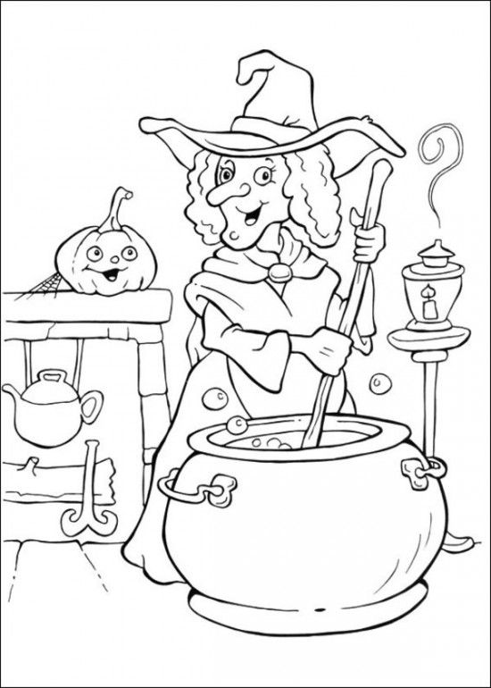 550x770 Classic Coloring Pages Of Witches Preschool In Fancy Witch Brewing