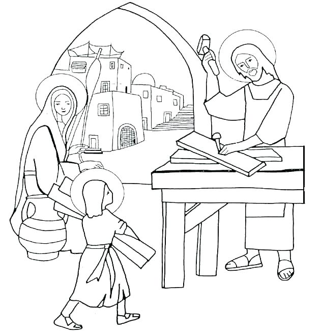 631x653 Holy Family Coloring Page Medium Size Of Coloring Pages Happy