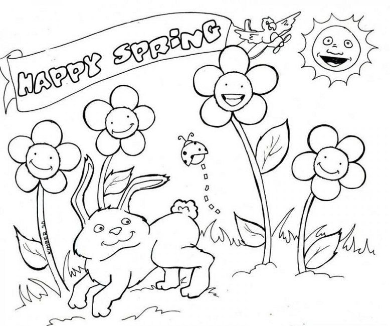 778x650 Happy Spring Coloring Pages Place Happy Spring
