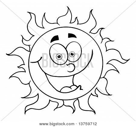 450x421 Picture Or Photo Of Black And White Happy Sun Mascot Cartoon