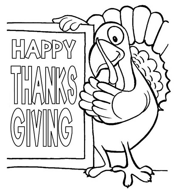 600x646 Happy Thanksgiving Day Says The Turkey Coloring Page