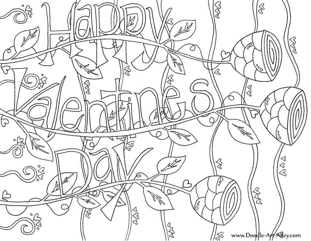 1033x800 Valentines Day Coloring Pages Doodle Art Alley Happy Valentines