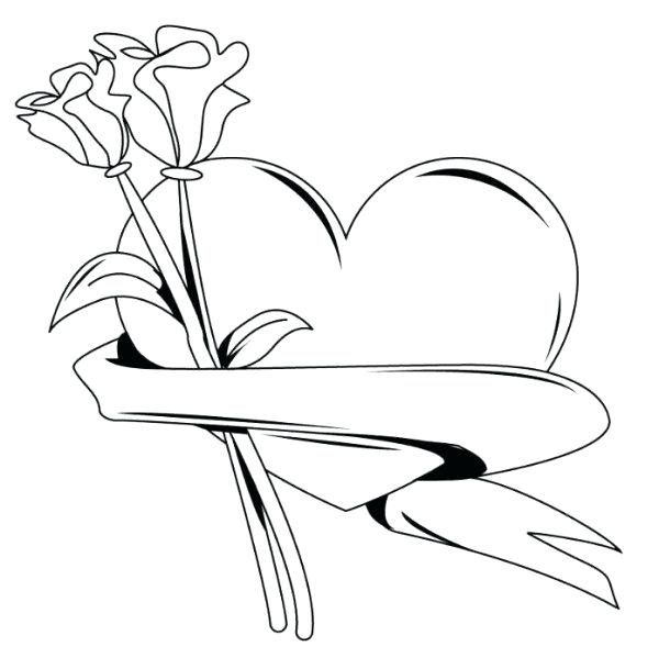 600x609 Valentines Hearts Coloring Pages Valentine Heart With Roses