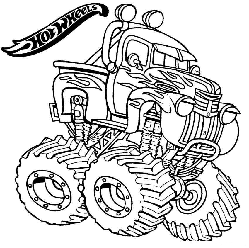 850x846 Monster Truck Hot Wheels Coloring Page