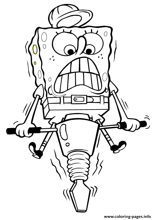 595x842 Spongebob Working Hard Coloring Coloring Pages Printable