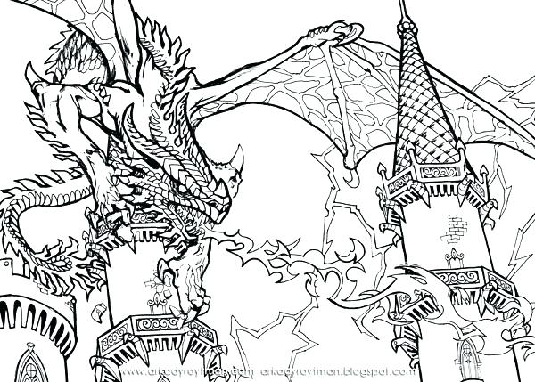 600x429 Dragon Art Coloring Pages Coloring Pages Of Dragons Scary Dragon