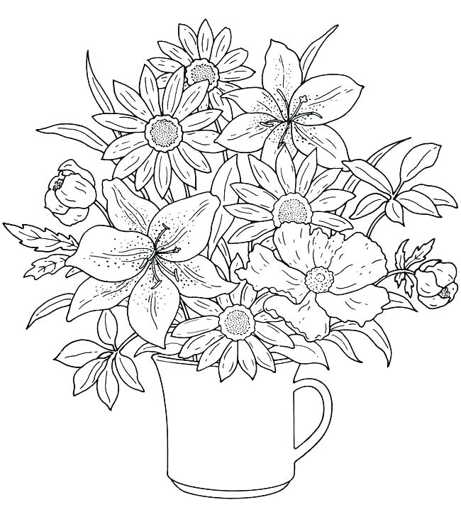 Hard Flower Coloring Pages Coloring Pages