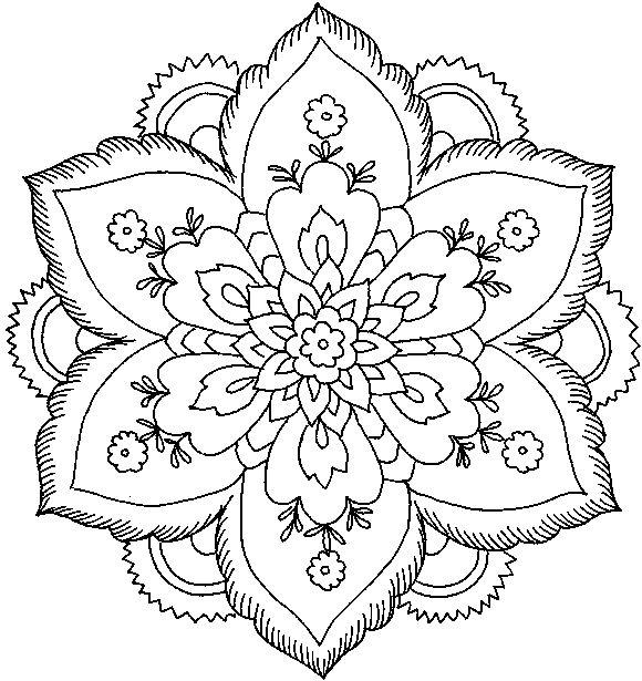 580x615 Difficult Coloring Pages For Adults Hard Flower Coloring Pages