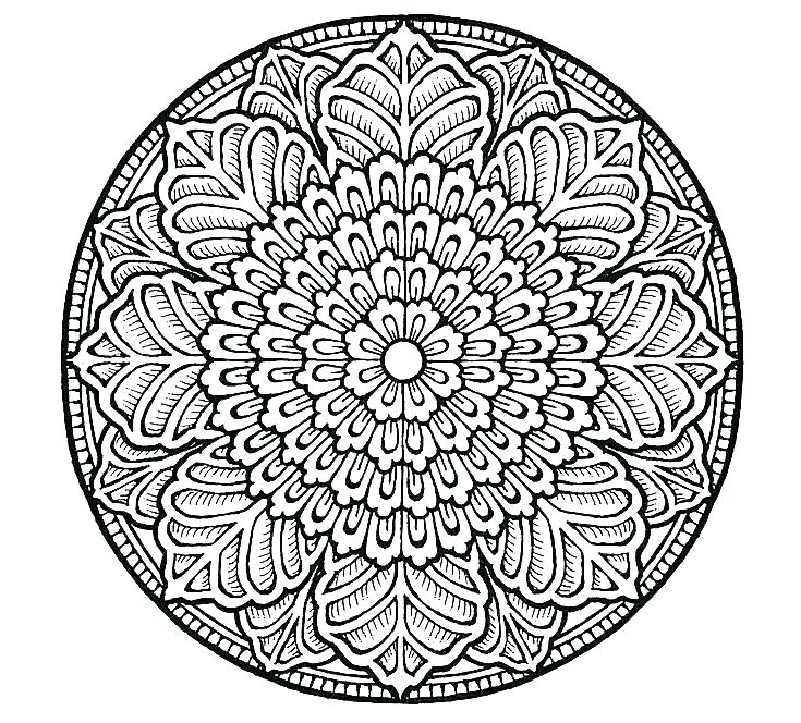 735x664 Difficult Mandala Coloring Pages Printable A Floral Hard
