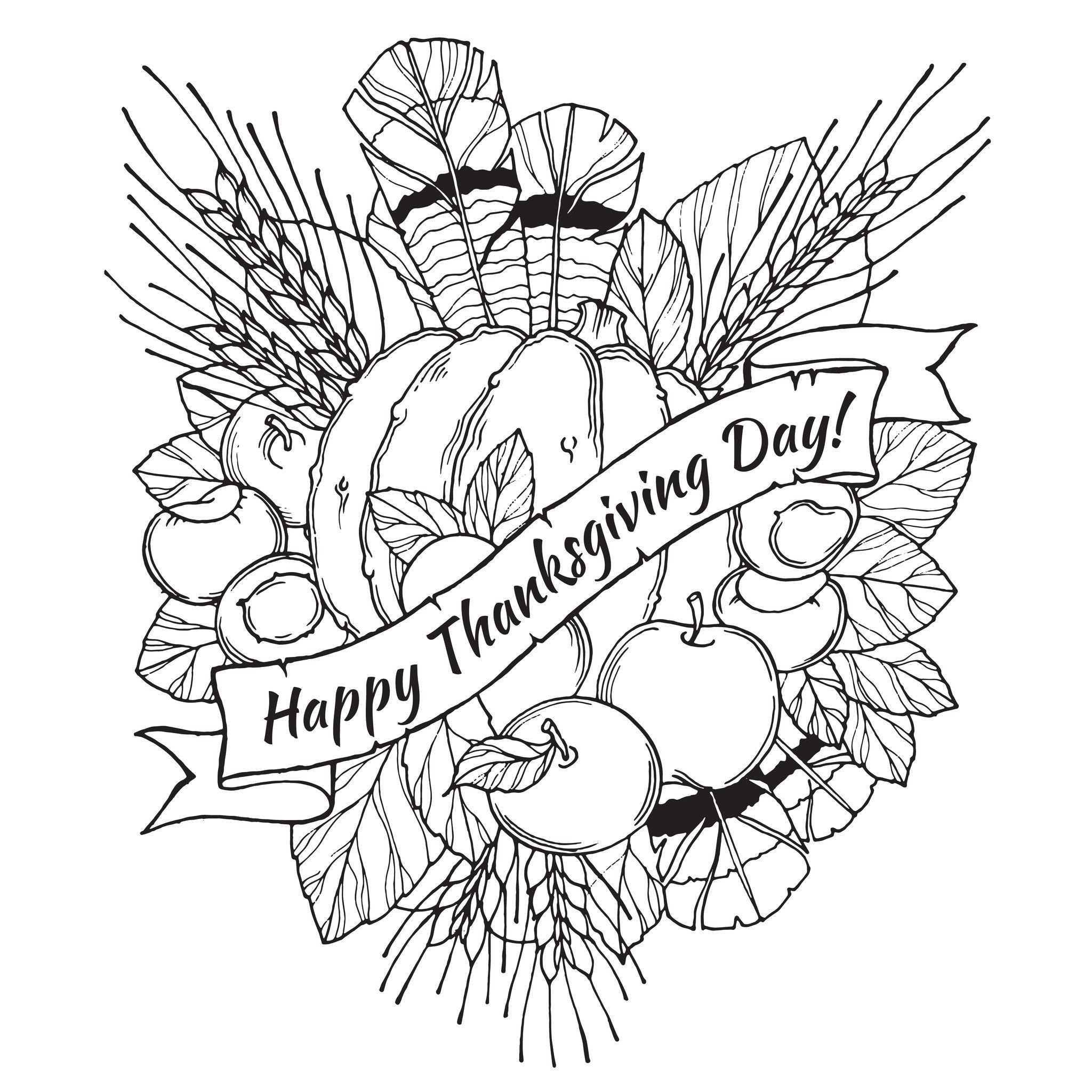 2048x2048 Thanksgiving Coloring Pages Hard Free Draw To Color