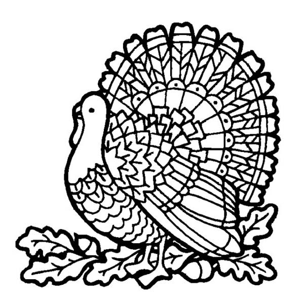 600x600 Canada Thanksgiving Day Turkey On Mozaic Coloring Page