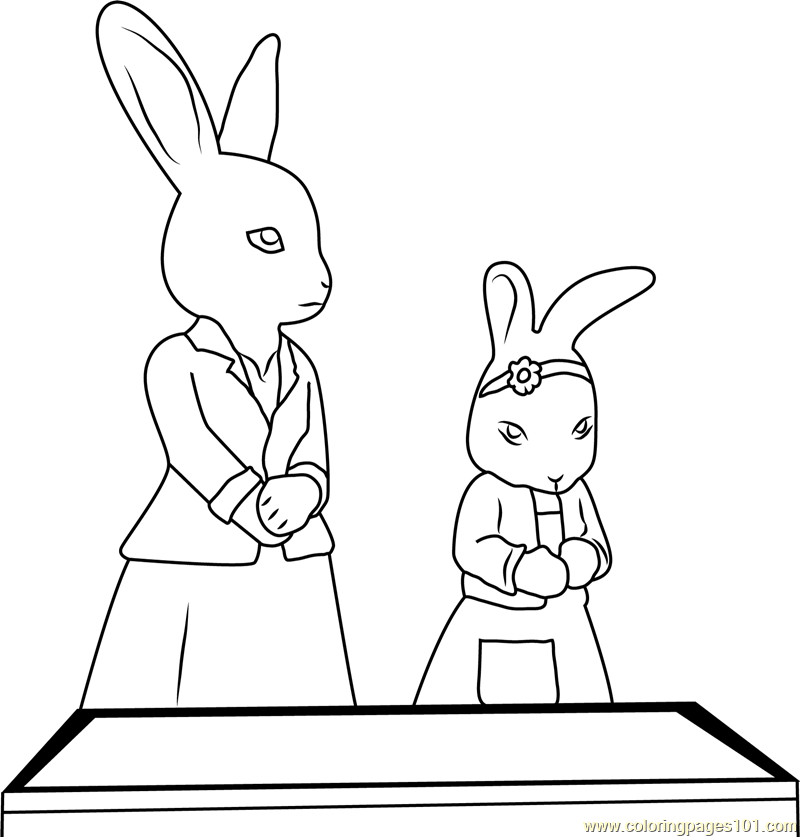 800x837 Peter Rabbit And Lily Bobtail Coloring Page