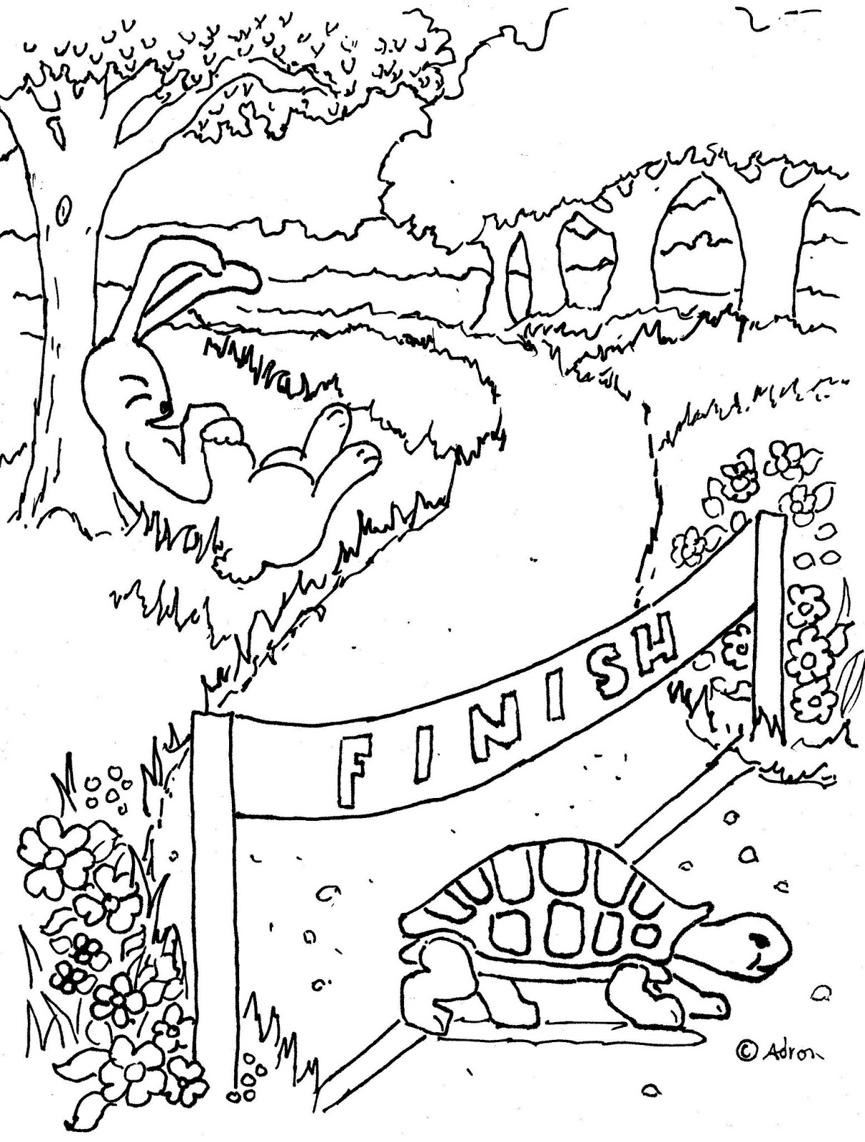 1212x1600 Tortoise And The Hare Coloring Pages
