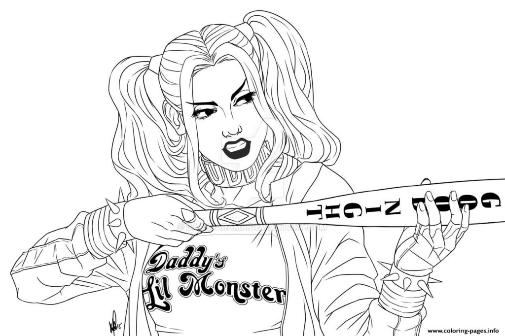 1024x682 Harley Quinn Coloring Page Opportunities Pages Of With Get Bubbles