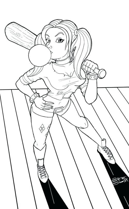 500x809 Harley Quinn Coloring Pages Free Suicide Squad Coloring Pages
