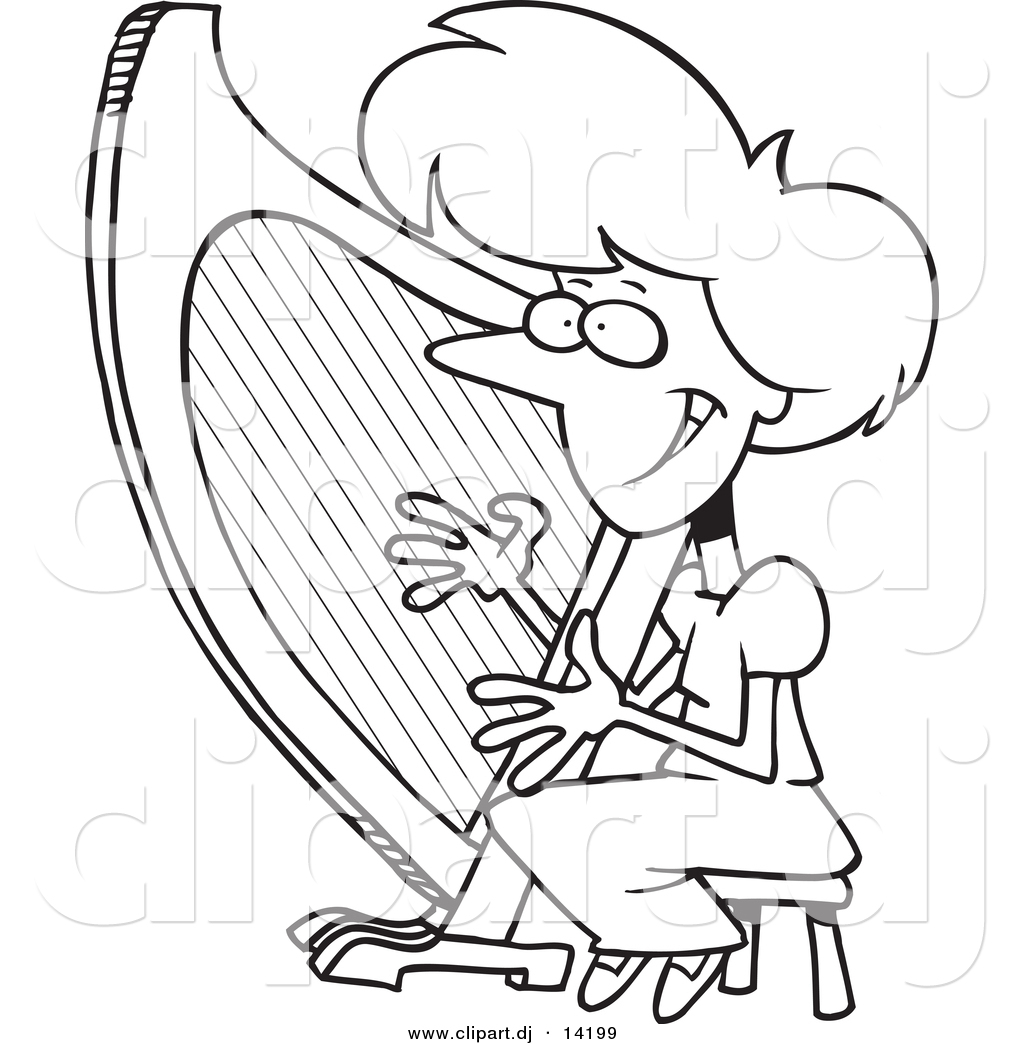 1024x1044 Vector Of Cartoon Girl Playing A Harp
