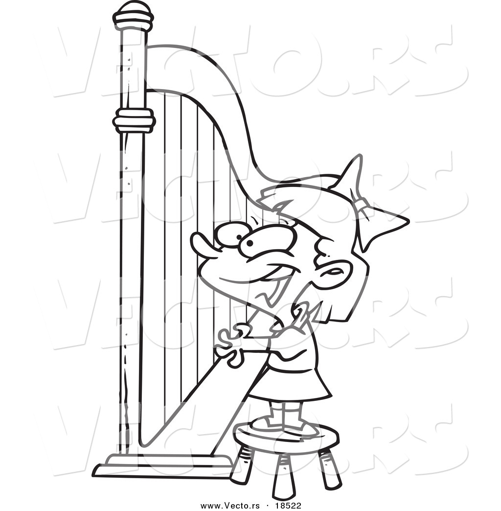 1024x1044 Vector Of A Cartoon Girl Playing A Harp