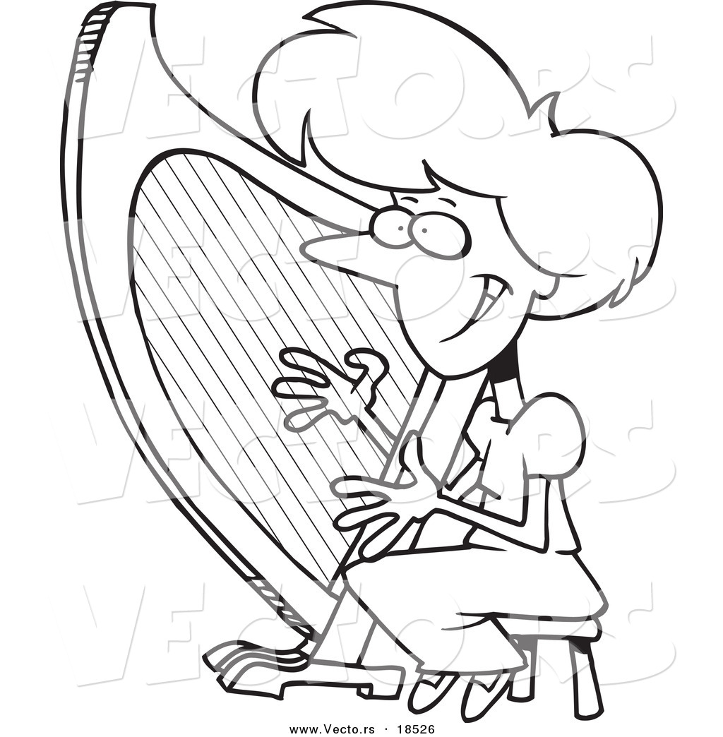 1024x1044 Vector Of A Cartoon Woman Playing A Harp