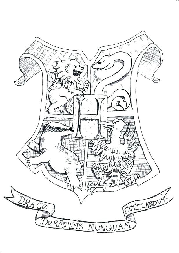 618x871 Harry Potter Coloring Pages Hogwarts Crest House Crests Black