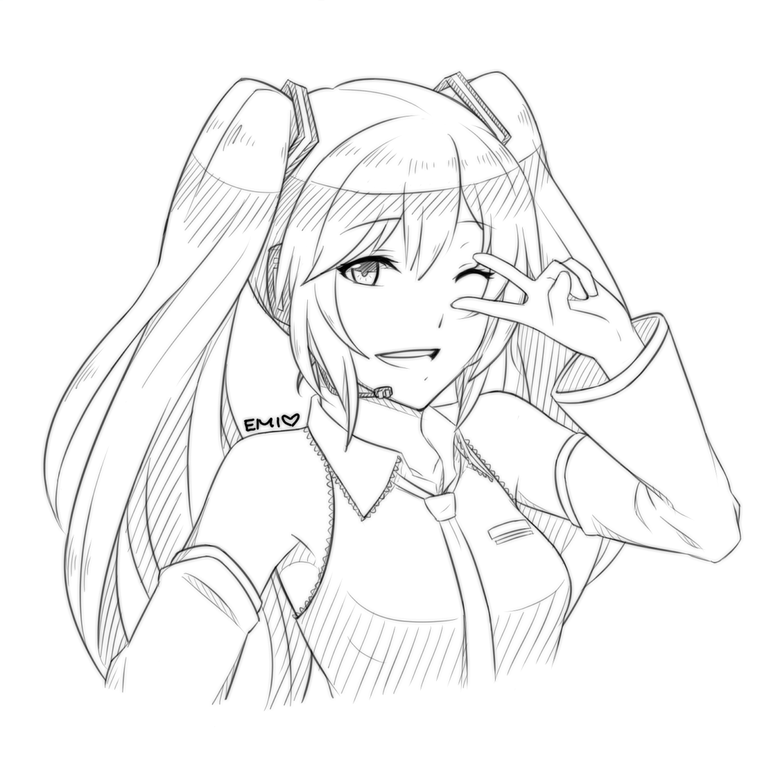 1125x1125 Hatsune Miku Free Coloring Pages Beauteous