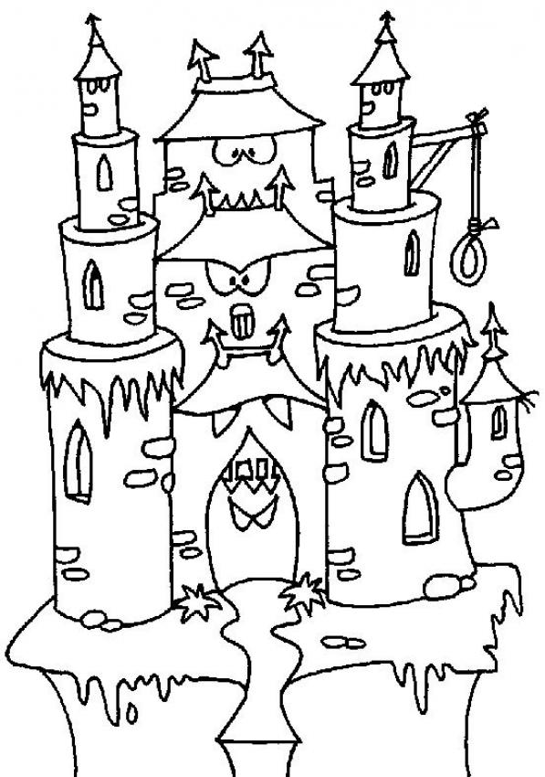 597x850 Spooky Castle Coloring Pages Haunted Houses Coloring Pages