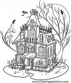 236x279 Spooky Mansion Coloring Page Haunted Houses, Worksheets And House