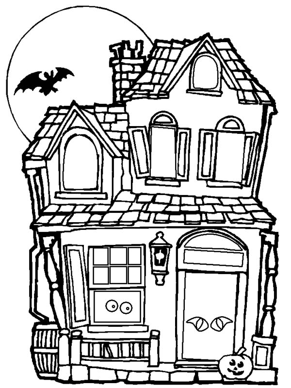 600x800 Halloween House Coloring Pages Spooky And Haunted Halloween Day