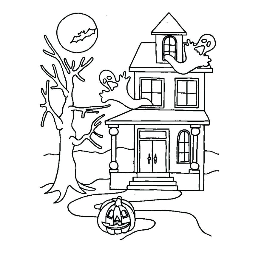 875x902 Haunted House Coloring Pages Printables