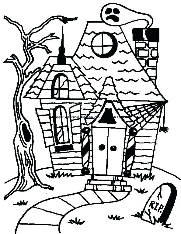595x770 Haunted House Coloring Sheets Coloring Page A Skeleton And A Ghost