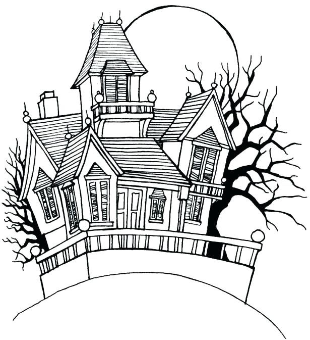 Haunted House Coloring Pages Printables at GetDrawings | Free download