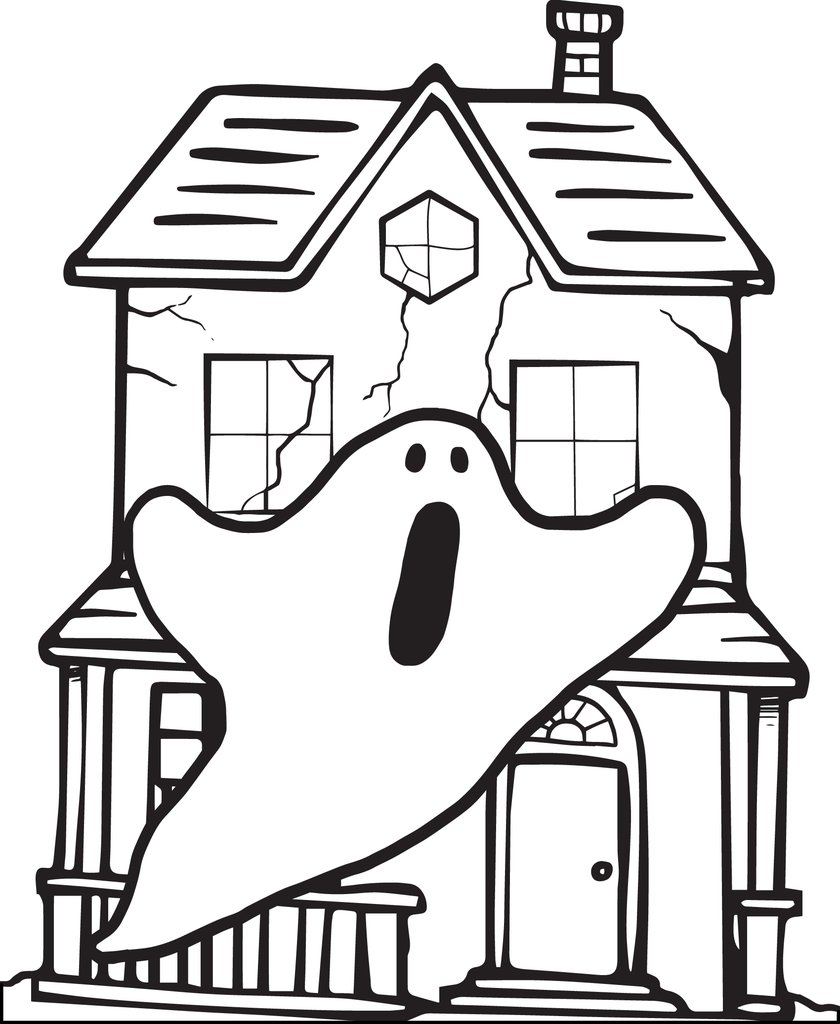 840x1024 Free Printable Halloween Haunted House Coloring Page For Kids