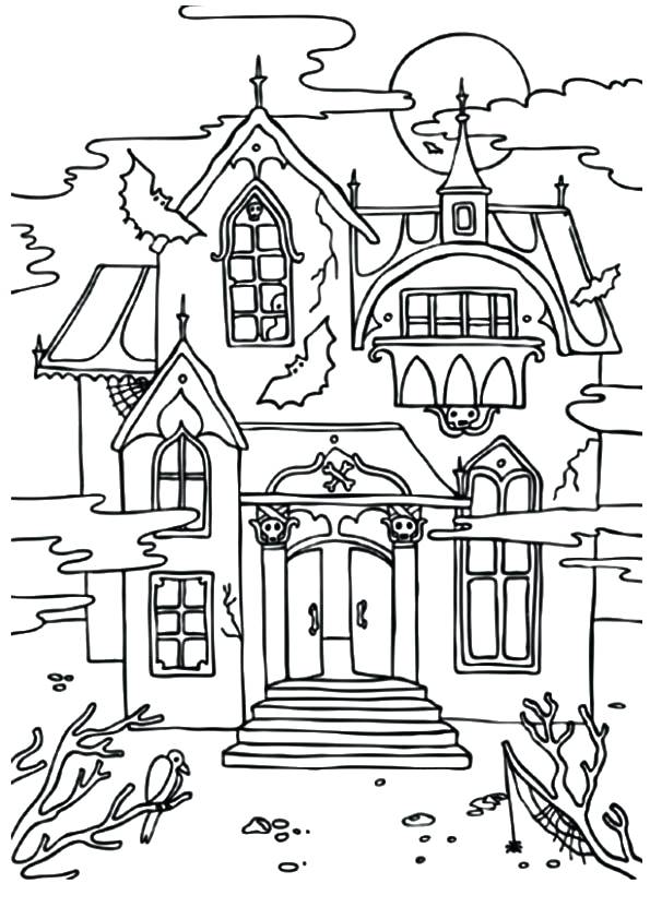 595x842 Haunted House Coloring Sheets Cartoon House Coloring Pages Free